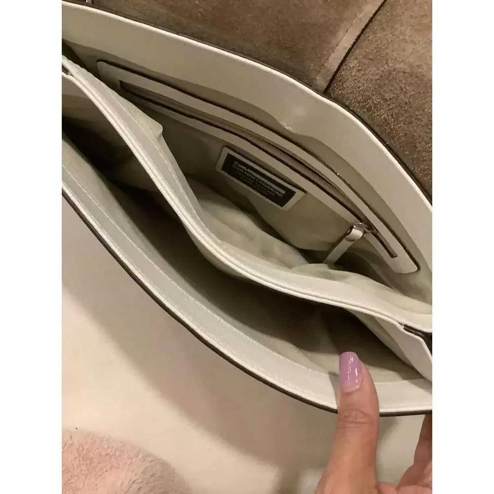 Gianni Chiarini Ivory Cream Leather Shoulder Bag Purse Pocketbook Clutch Texture